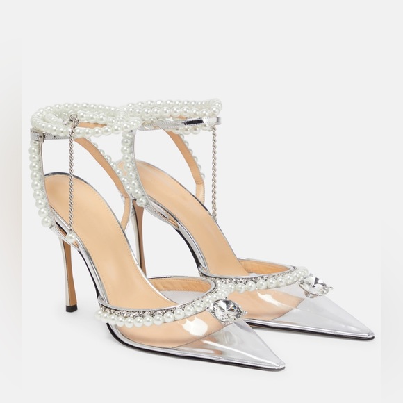 MACH & MACH
DIAMOND OF ELIZABETH IMITATION PEARL POINTED TOE PUMP IN CLEAR - Picture 1 of 8